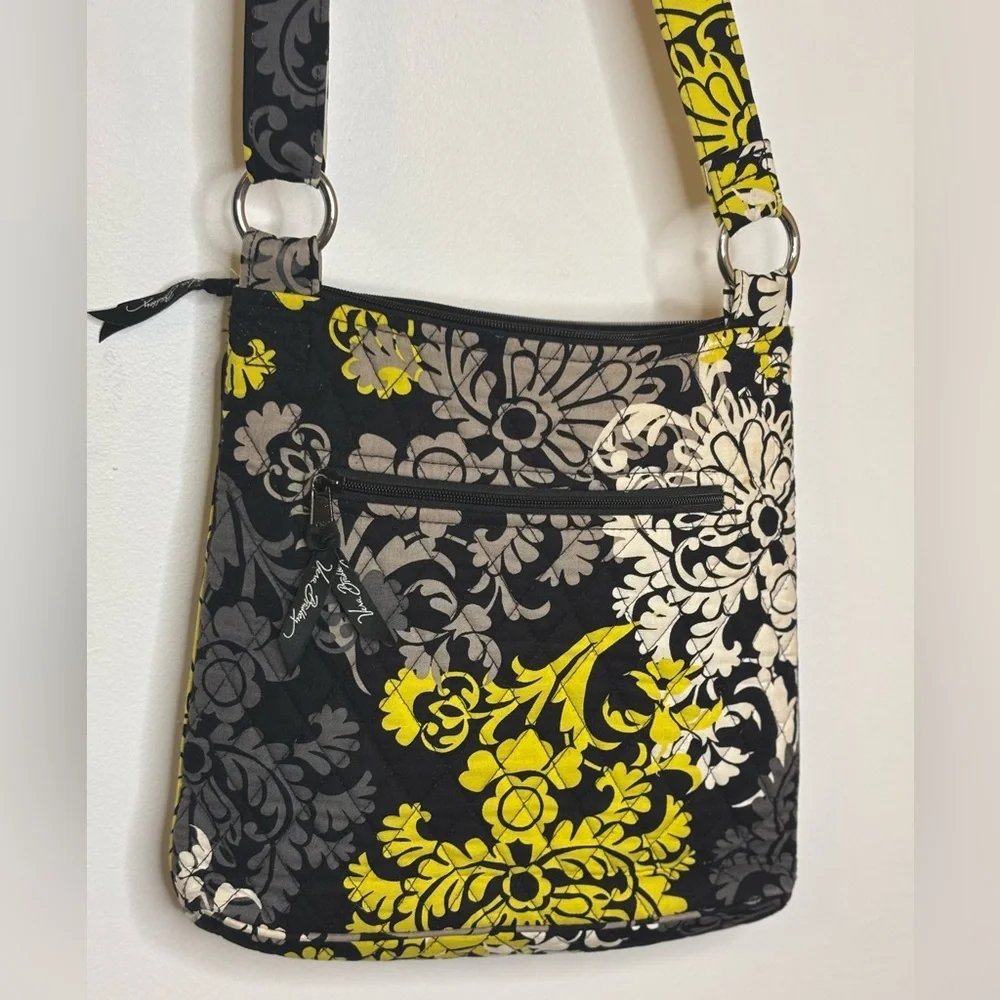 Vera Bradley Black Gray Yellow Floral Backpack & Crossbody Set
